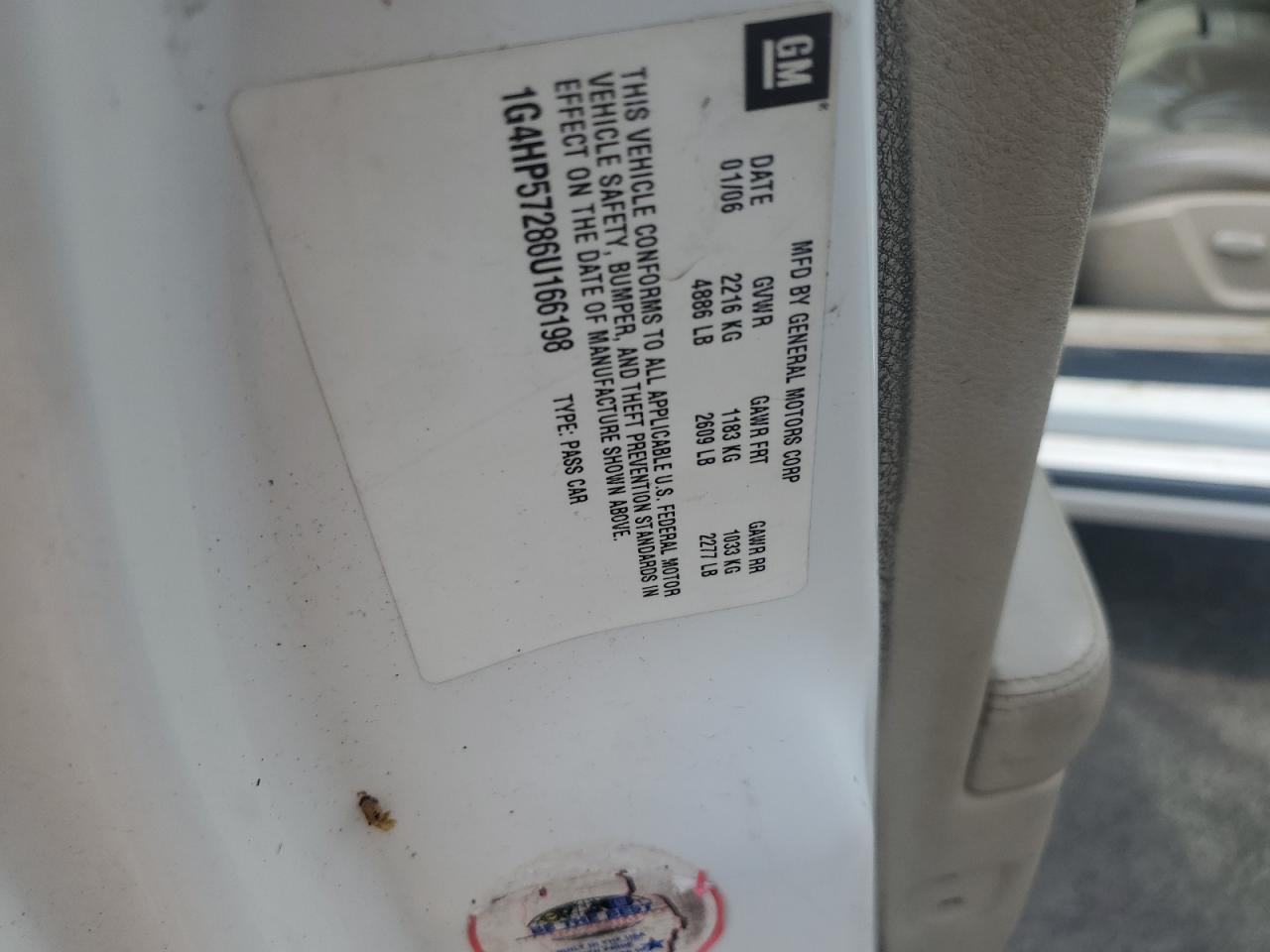 2006 Buick Lucerne Cx VIN: 1G4HP57286U166198 Lot: 62791705