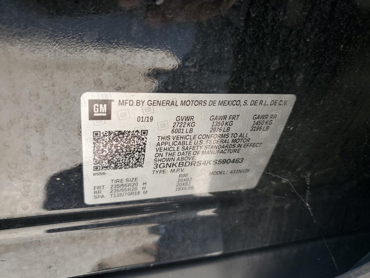 3gnkbdrs4ks590463 3GNKBDRS4KS590463 2019 Chevrolet Blazer 3Lt