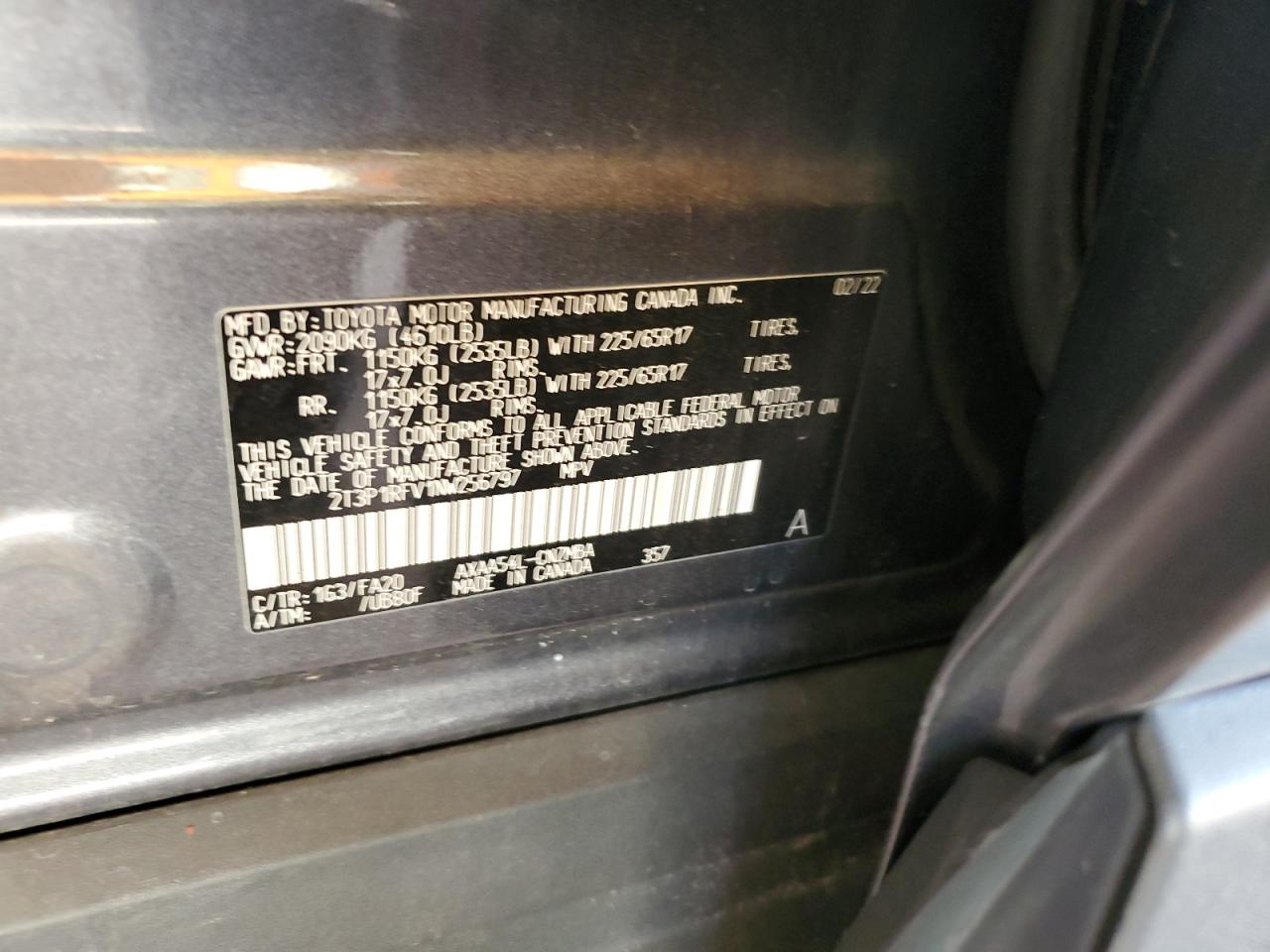 2022 Toyota Rav4 Xle VIN: 2T3P1RFV1NW256797 Lot: 62827895