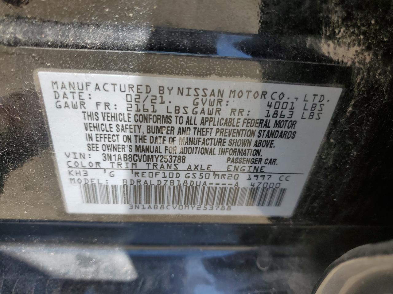 2021 Nissan Sentra Sv VIN: 3N1AB8CV0MY253788 Lot: 64693905