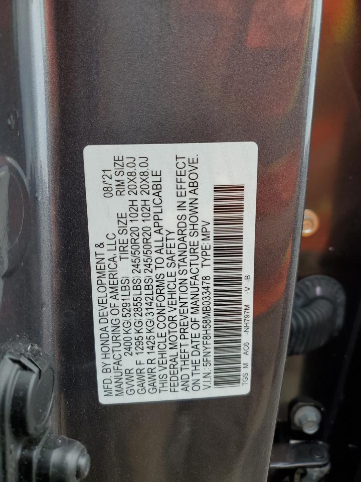 2021 Honda Passport Exl VIN: 5FNYF8H58MB033478 Lot: 63565145