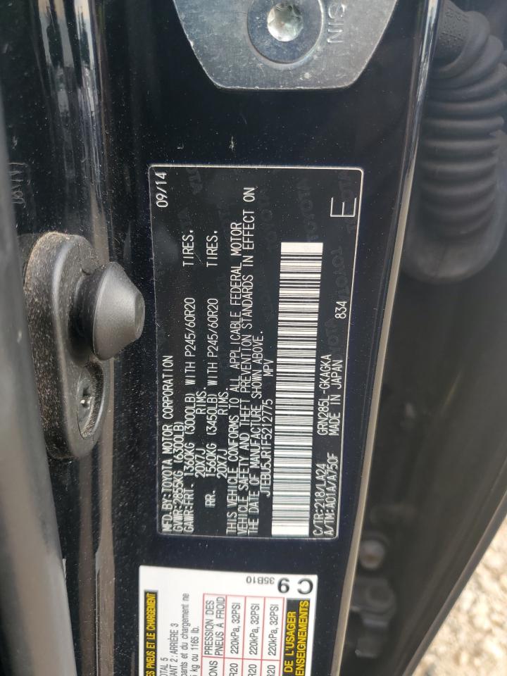 2015 Toyota 4Runner Sr5/Sr5 Premium VIN: JTEBU5JR1F5212775 Lot: 62347875