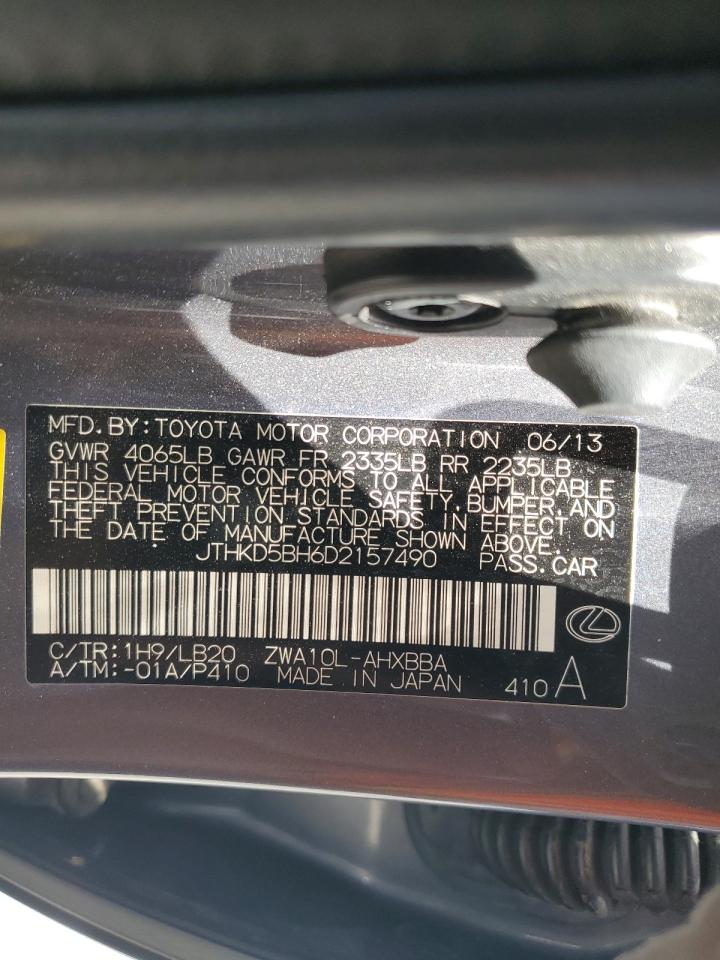 2013 Lexus Ct 200 VIN: JTHKD5BH6D2157490 Lot: 63969465