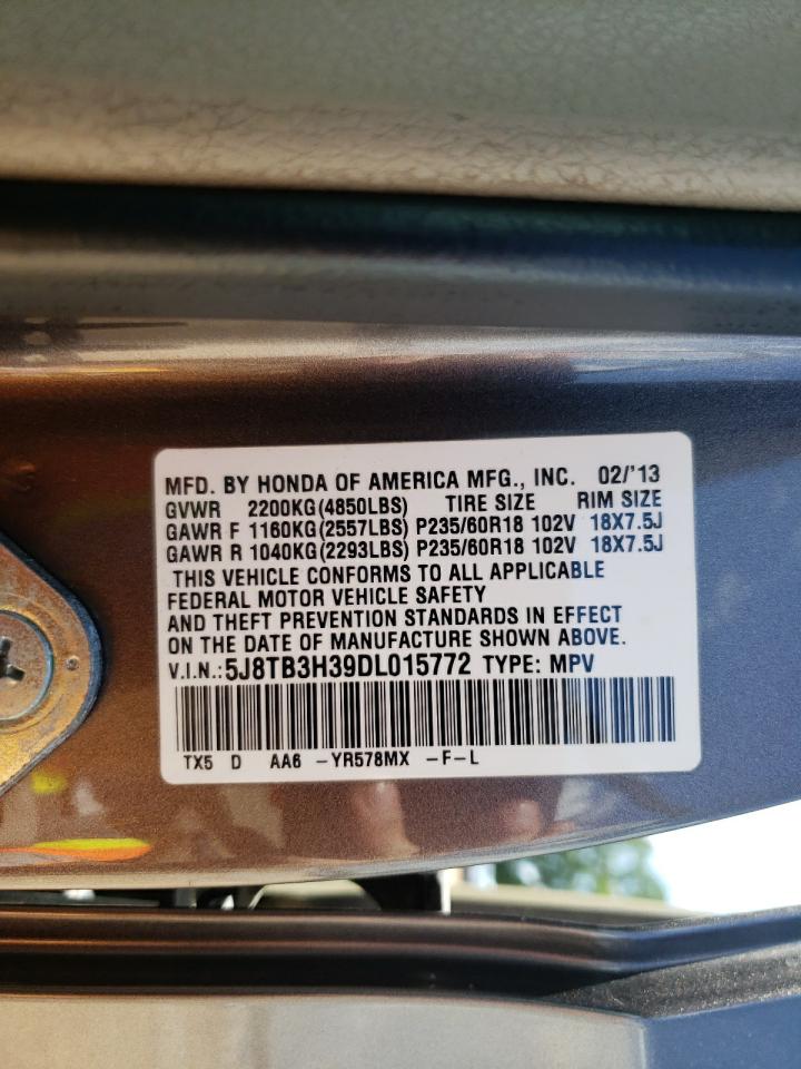 2013 Acura Rdx VIN: 5J8TB3H39DL015772 Lot: 65415775