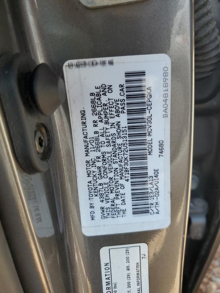 2002 Toyota Camry Le VIN: 4T1BF30K72U513151 Lot: 65325245