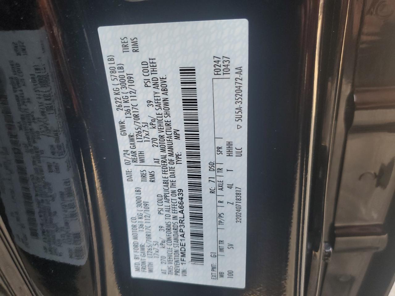 2024 Ford Bronco Black Diamond VIN: 1FMDE1AP3RLA66439 Lot: 64542095