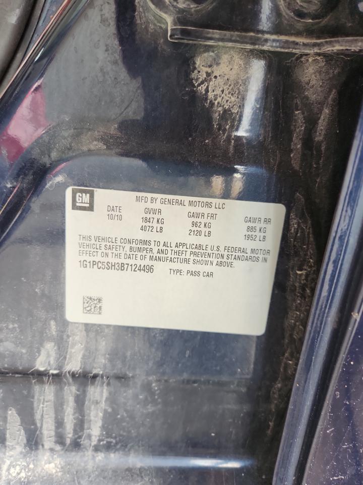 2011 Chevrolet Cruze Ls VIN: 1G1PC5SH3B7124496 Lot: 64408845