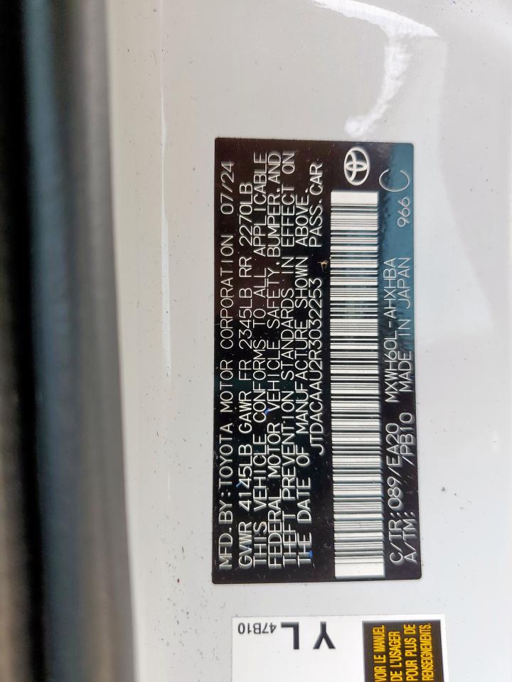 2024 Toyota Prius Le VIN: JTDACAAU2R3032253 Lot: 63084285
