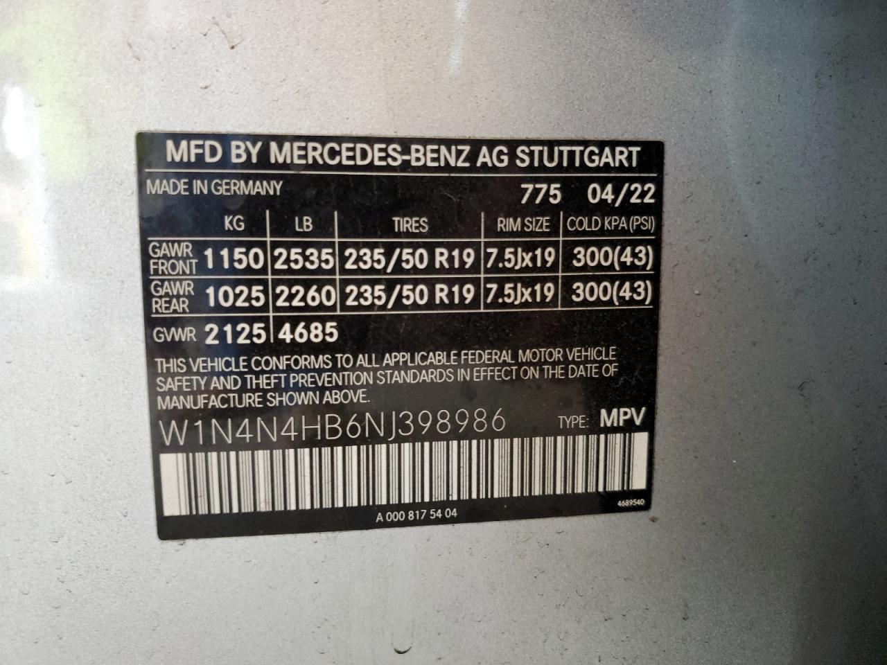 2022 Mercedes-Benz Gla 250 4Matic VIN: W1N4N4HB6NJ398986 Lot: 64337625