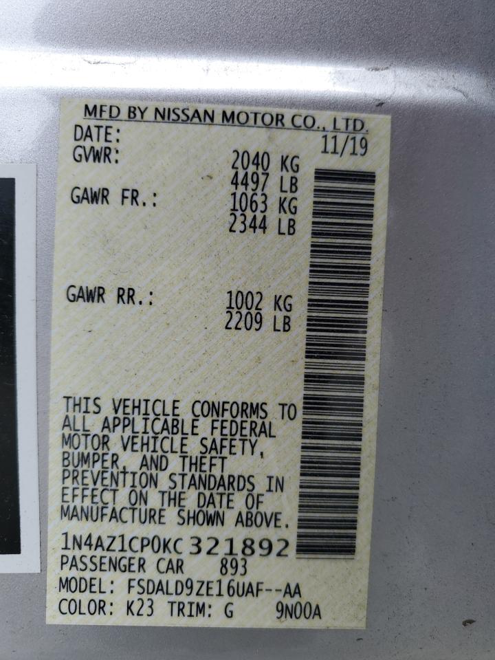 2019 Nissan Leaf S VIN: 1N4AZ1CP0KC321892 Lot: 64517345