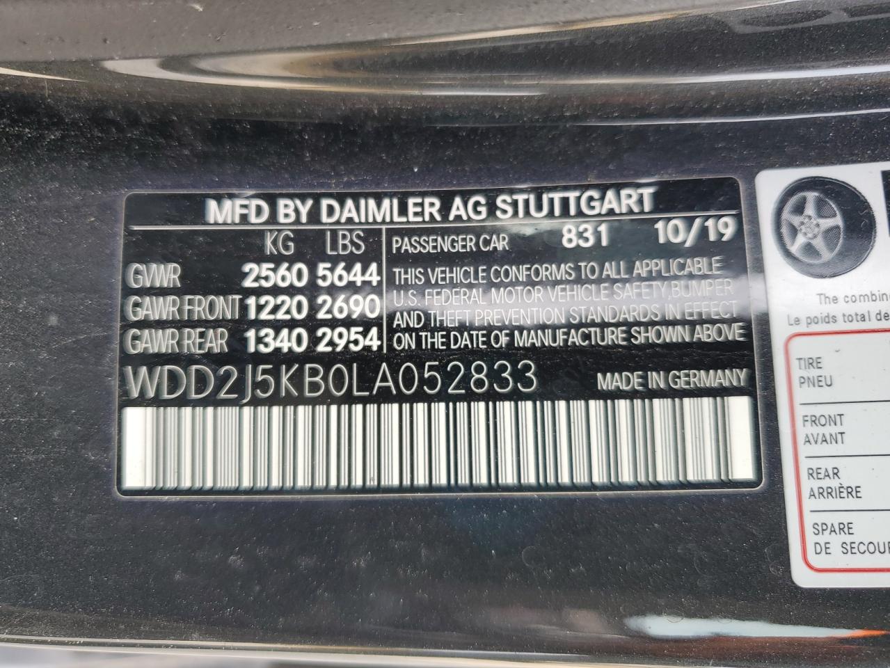 2021 Mercedes-Benz Cls 450 4Matic VIN: WDD2J5KB0LA0LA052 Lot: 65036985