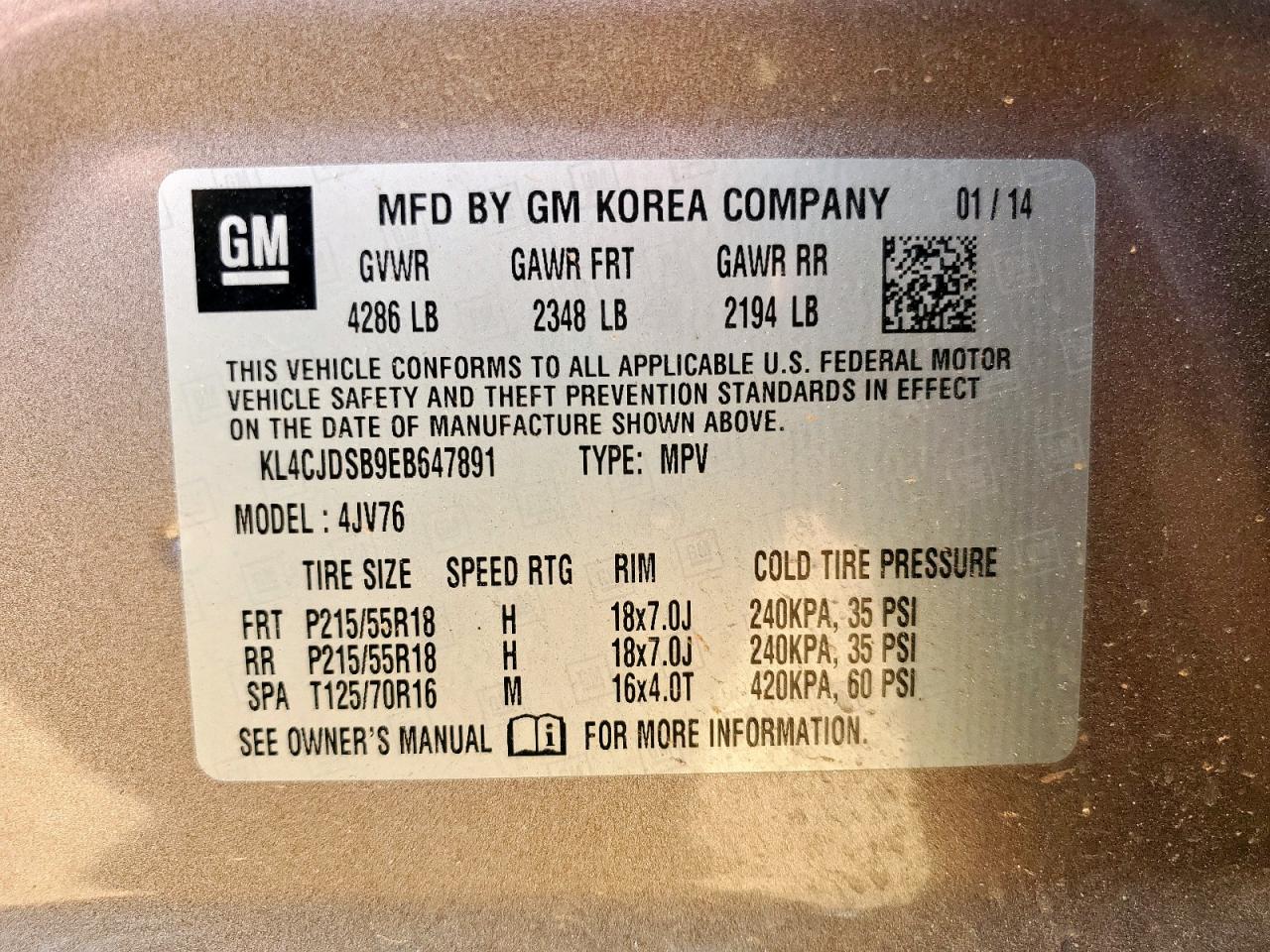 2014 Buick Encore Premium VIN: KL4CJDSB9EB647891 Lot: 65515995