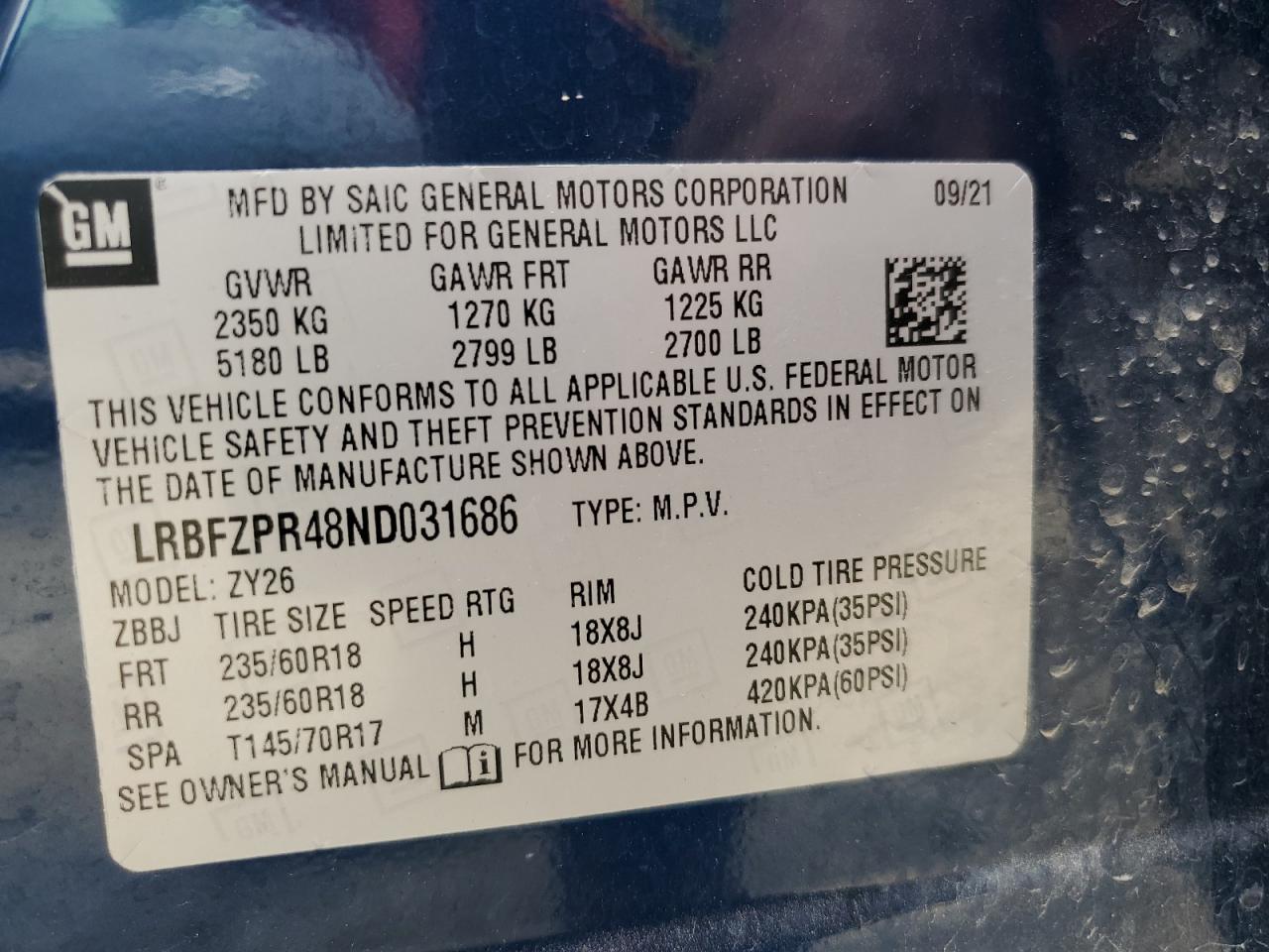 2022 Buick Envision Essence VIN: LRBFZPR48ND031686 Lot: 63790455