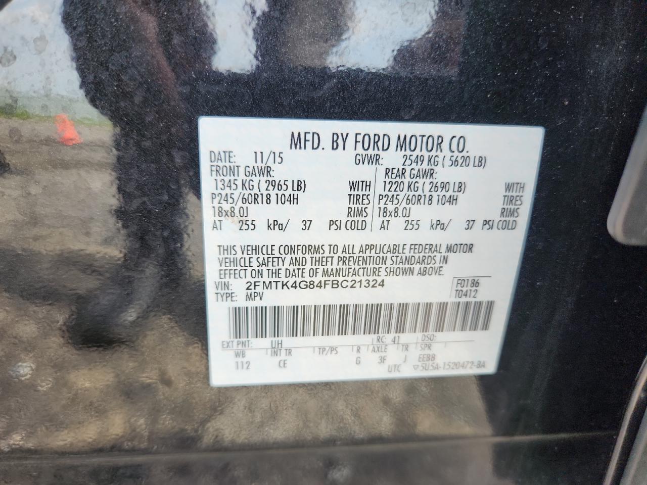 2015 Ford Edge Se VIN: 2FMTK4G84FBC21324 Lot: 63426925