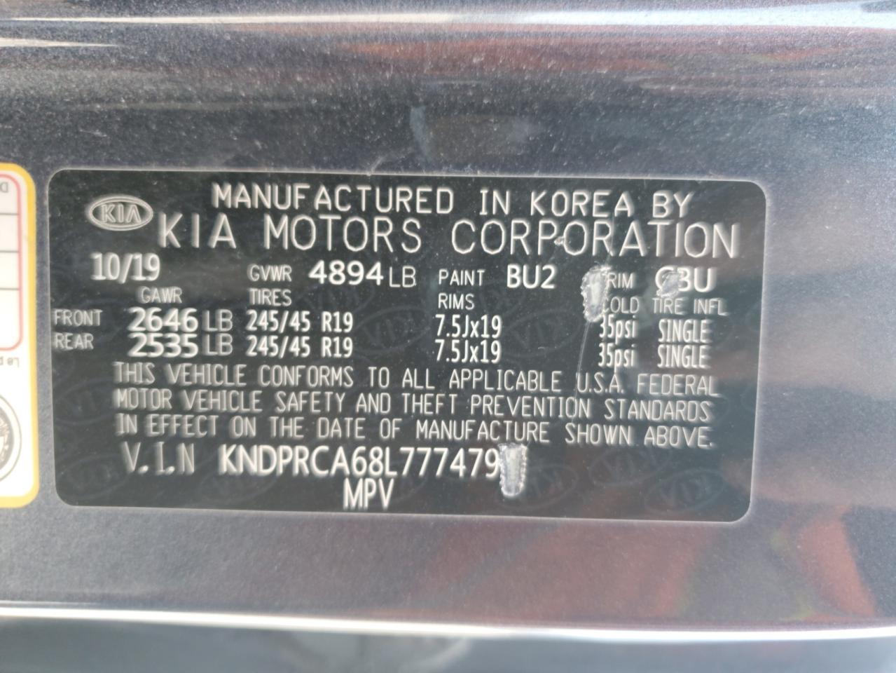 2020 Kia Sportage Sx VIN: KNDPRCA68L7774792 Lot: 64669275