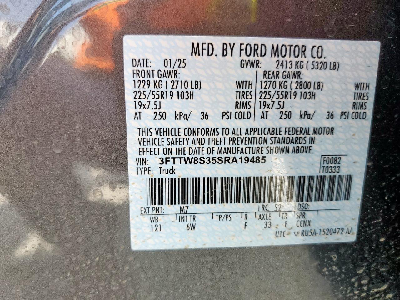3fttw8s35sra19485 3FTTW8S35SRA19485 2025 Ford Maverick Lariat