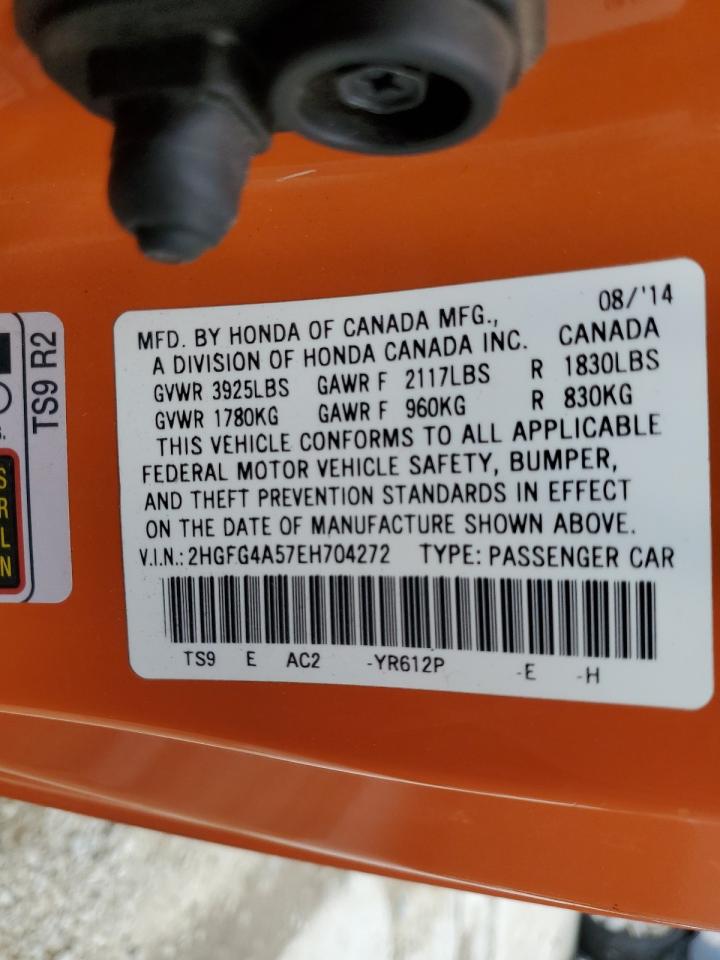 2014 Honda Civic Si VIN: 2HGFG4A57EH704272 Lot: 65894685