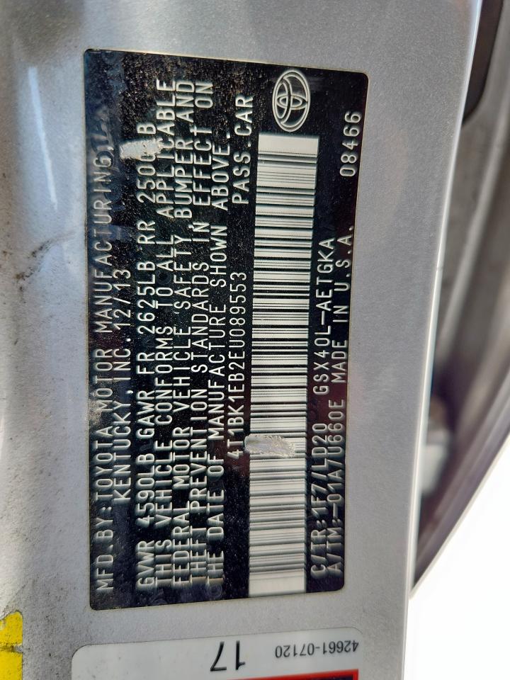 2014 Toyota Avalon Base VIN: 4T1BK1EB2EU089553 Lot: 64011365