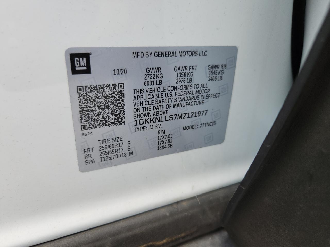 2021 GMC Acadia At4 VIN: 1GKKNLLS7MZ121977 Lot: 63577185