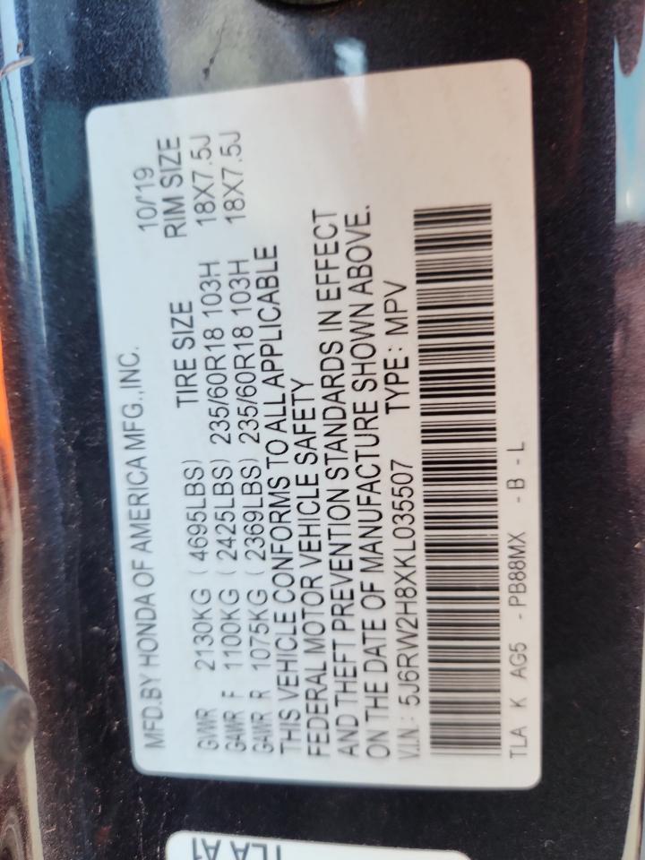 2019 Honda Cr-V Exl VIN: 5J6RW2H8XKL035507 Lot: 66868275