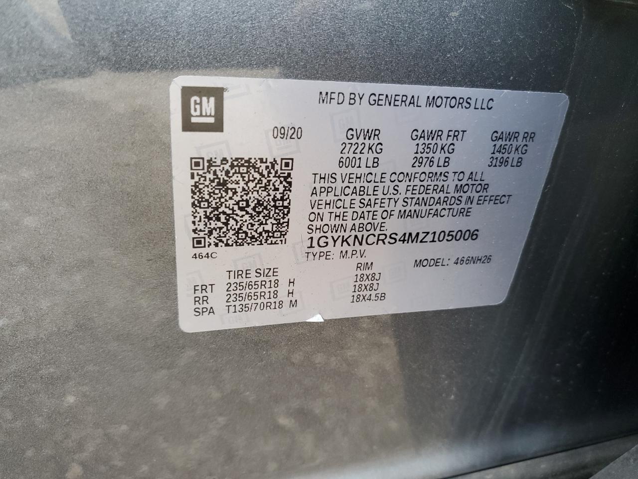 2021 Cadillac Xt5 Premium Luxury VIN: 1GYKNCRS4MZ105006 Lot: 66540415