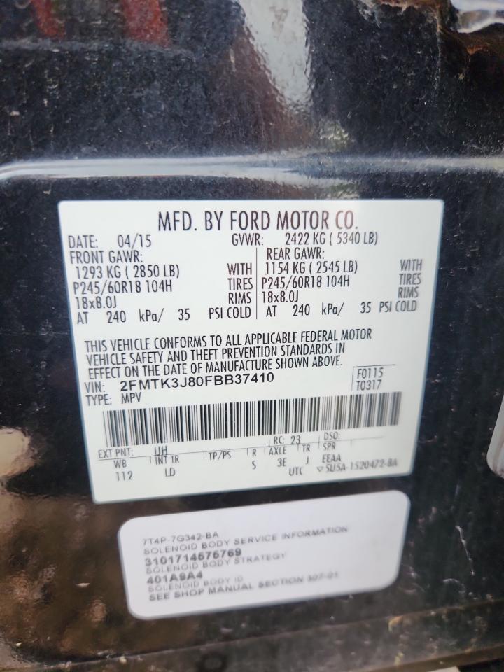 2015 Ford Edge Sel VIN: 2FMTK3J80FBB37410 Lot: 65530995
