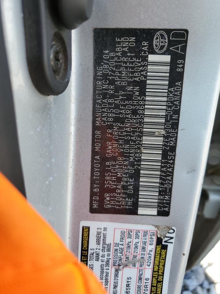 2005 Toyota Corolla Ce VIN: 2T1BR32E75C358685 Lot: 63114425