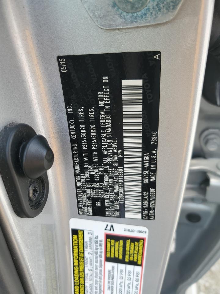 2015 Toyota Venza Le VIN: 4T3BK3BB1FU118601 Lot: 65532585