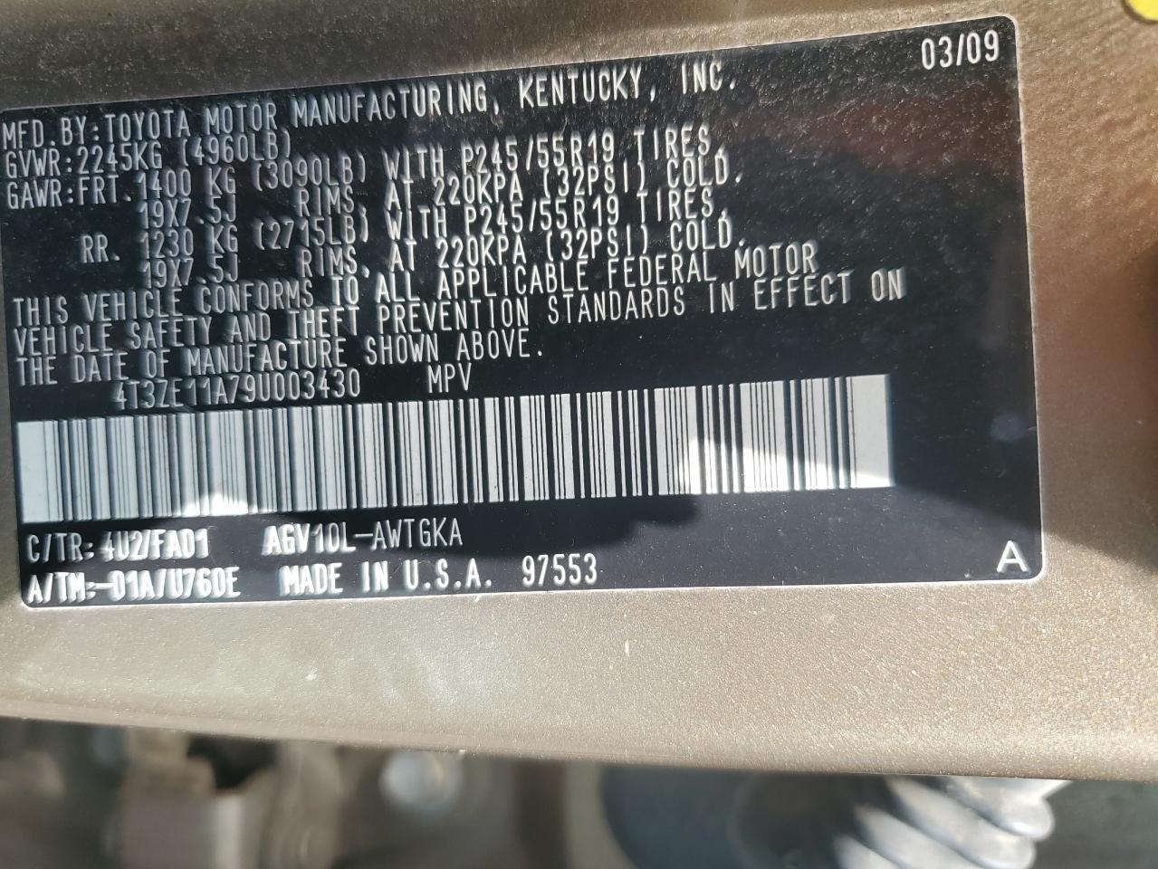 2009 Toyota Venza VIN: 4T3ZE11A79U003430 Lot: 63806695