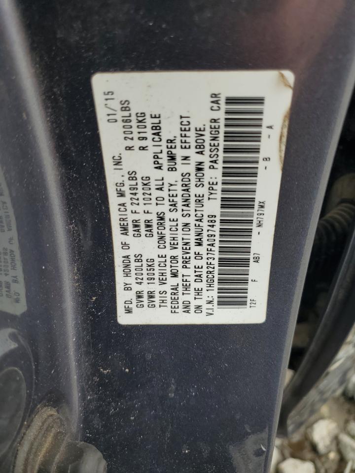 2015 Honda Accord Lx VIN: 1HGCR2F37FA097489 Lot: 62122935