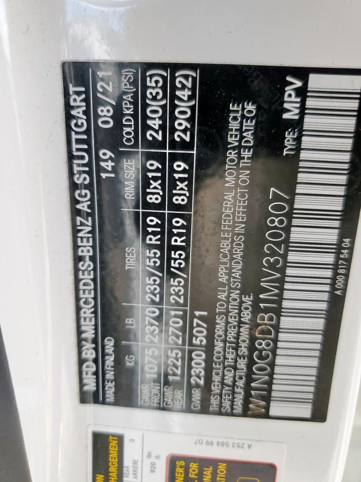 2021 Mercedes-Benz Glc 300 VIN: W1N0G8DB1MV320807 Lot: 64244475