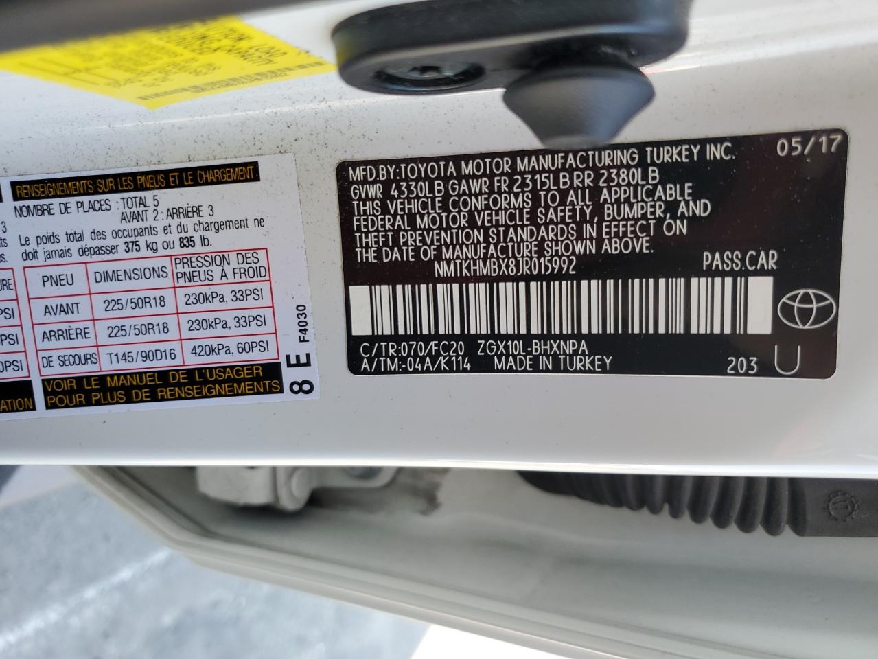 2018 Toyota C-Hr Xle VIN: NMTKHMBX8JR015992 Lot: 65197115
