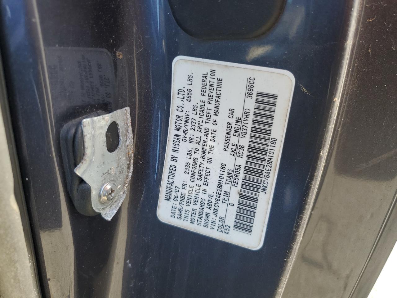 2008 Infiniti G37 Base VIN: JNKCV64E28M101180 Lot: 65228195