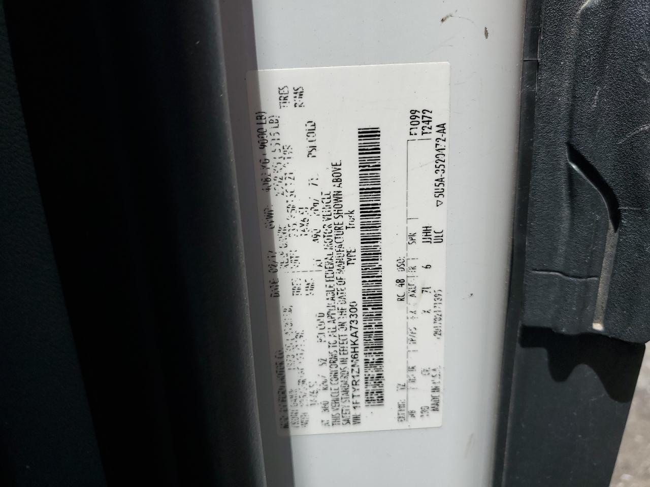 2017 Ford Transit T-250 VIN: 1FTYR1ZM6HKA73300 Lot: 65349515