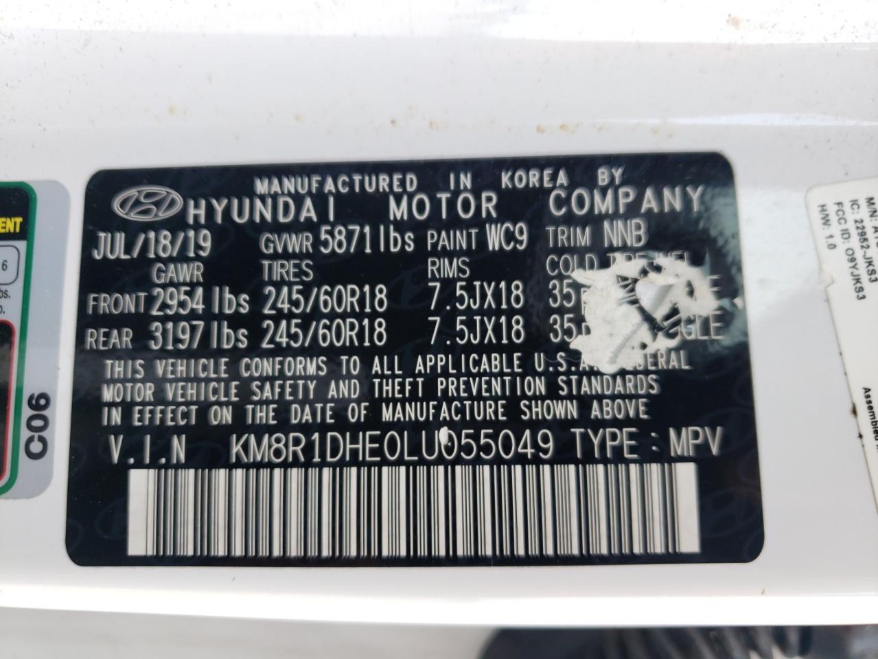 2020 Hyundai Palisade Se VIN: KM8R1DHE0LU055049 Lot: 64302855