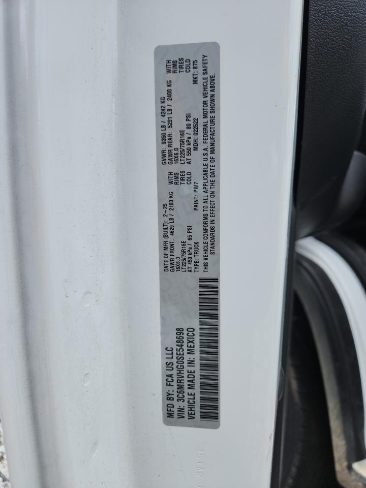 2025 Ram Promaster 3500 3500 High VIN: 3C6MRVHG0SE548698 Lot: 62958745