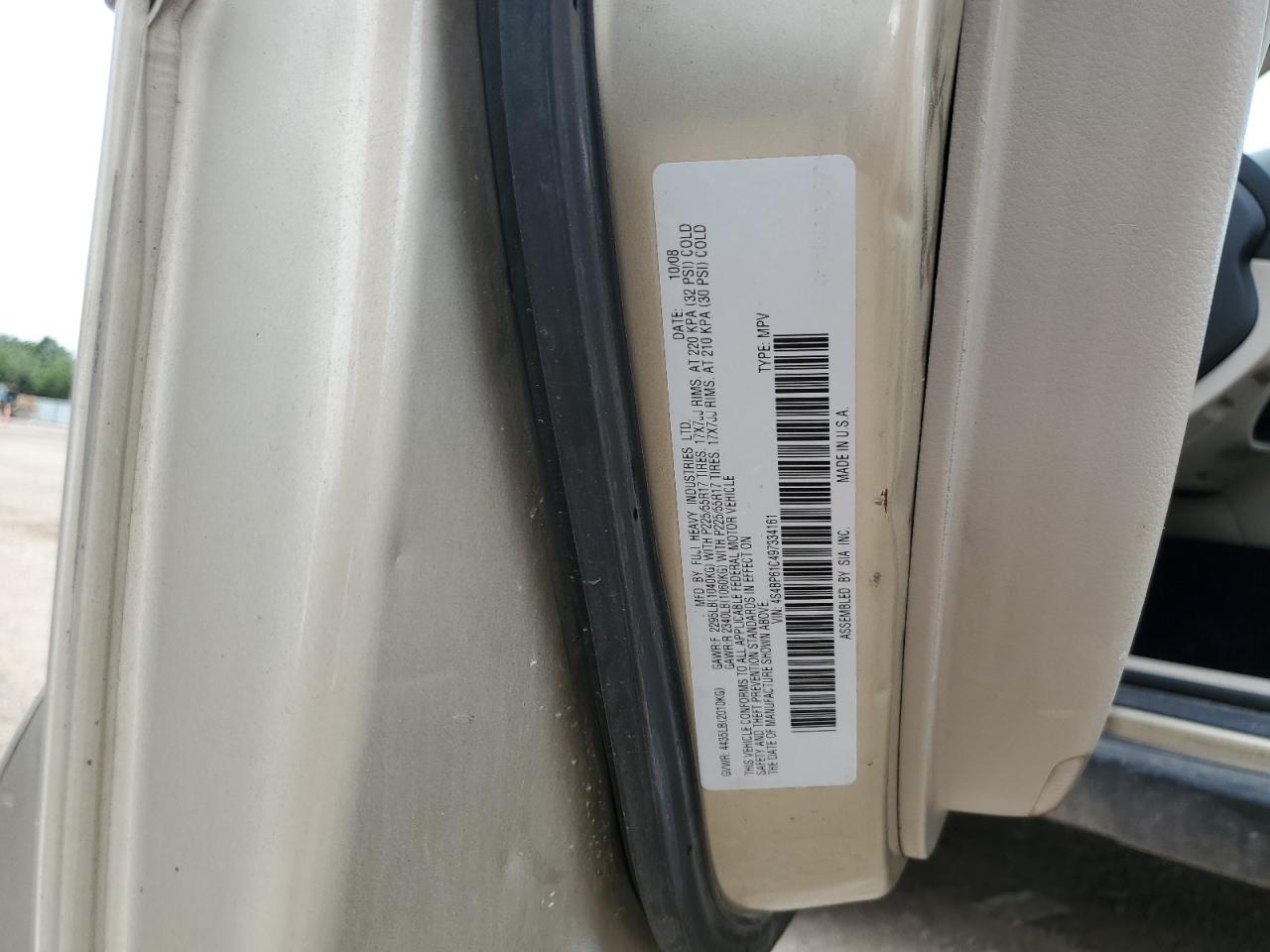 2009 Subaru Outback 2.5I VIN: 4S4BP61C497334161 Lot: 64834425