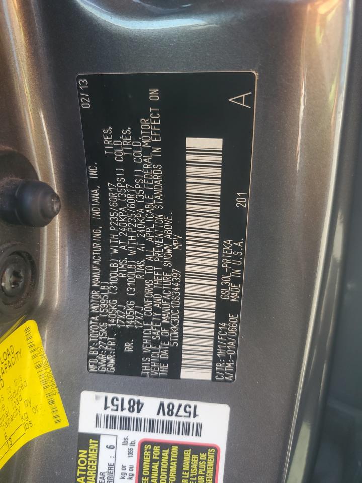2013 Toyota Sienna Le VIN: 5TDKK3DC1DS344397 Lot: 65750385