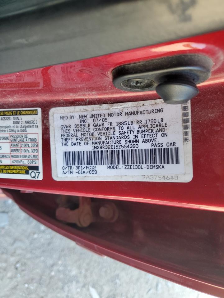 2005 Toyota Corolla Ce VIN: 1NXBR32E15Z554393 Lot: 66041365