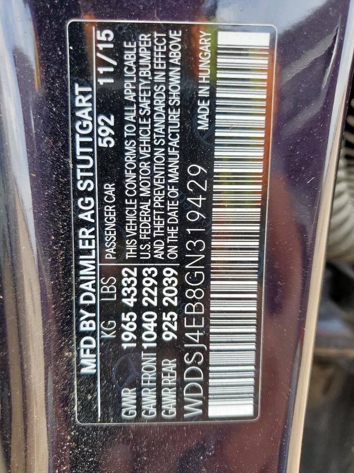 2016 Mercedes-Benz Cla 250 VIN: WDDSJ4EB8GN319429 Lot: 63586665