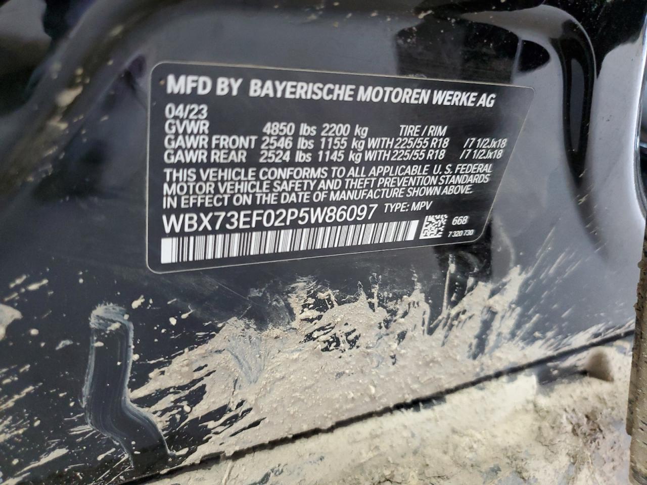 2023 BMW X1 xDrive28I VIN: WBX73EF02P5W86097 Lot: 64748365