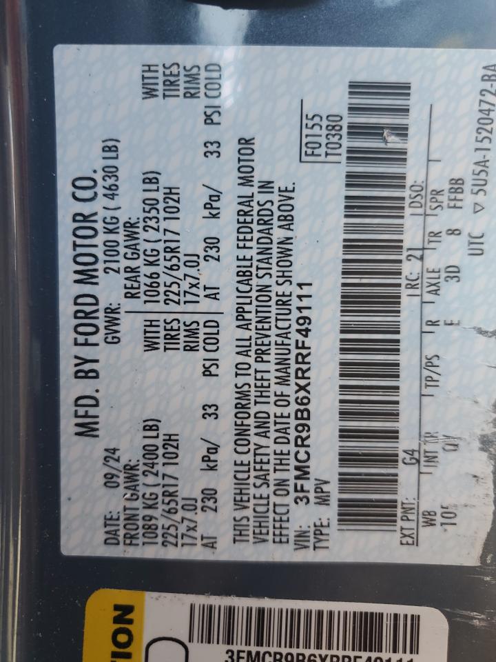 2024 Ford Bronco Sport Big Bend VIN: 3FMCR9B6XRRF49111 Lot: 63401525