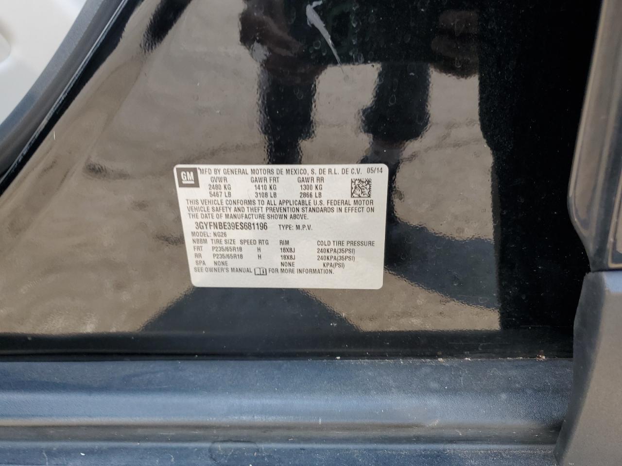 2014 Cadillac Srx Luxury Collection VIN: 3GYFNBE39ES681196 Lot: 66198485