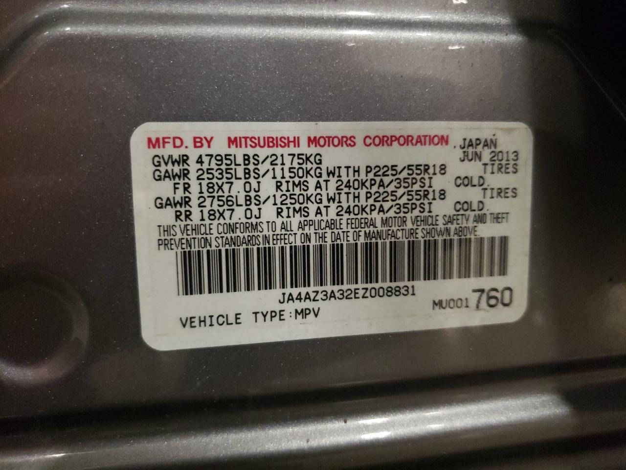 2014 Mitsubishi Outlander Se VIN: JA4AZ3A32EZ008831 Lot: 64477285