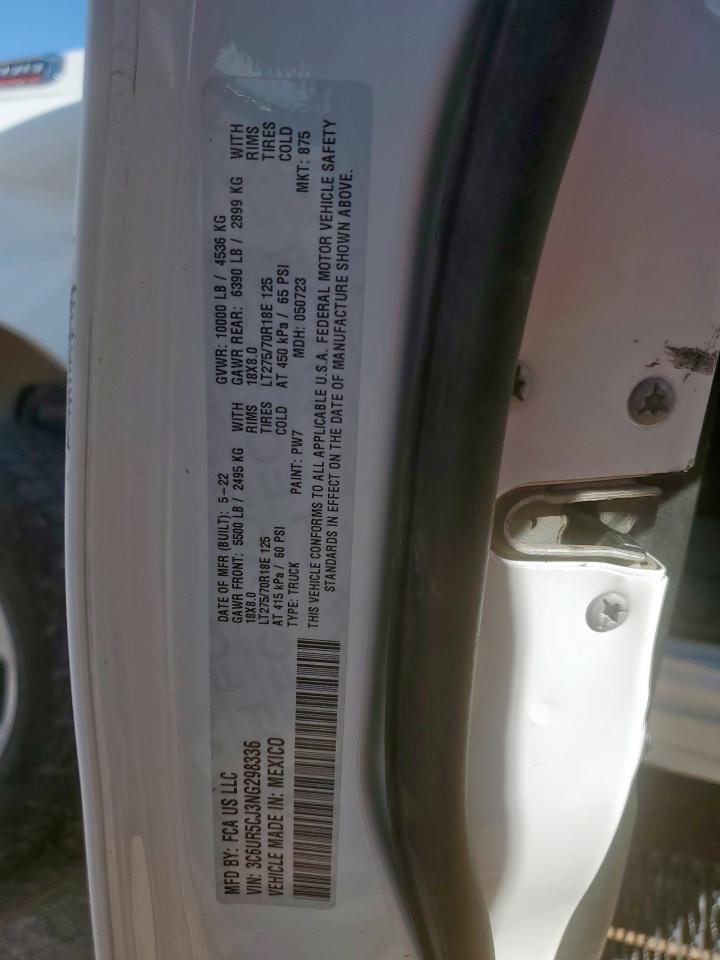 2022 Ram 2500 Tradesman VIN: 3C6UR5CJ3NG298336 Lot: 64296015