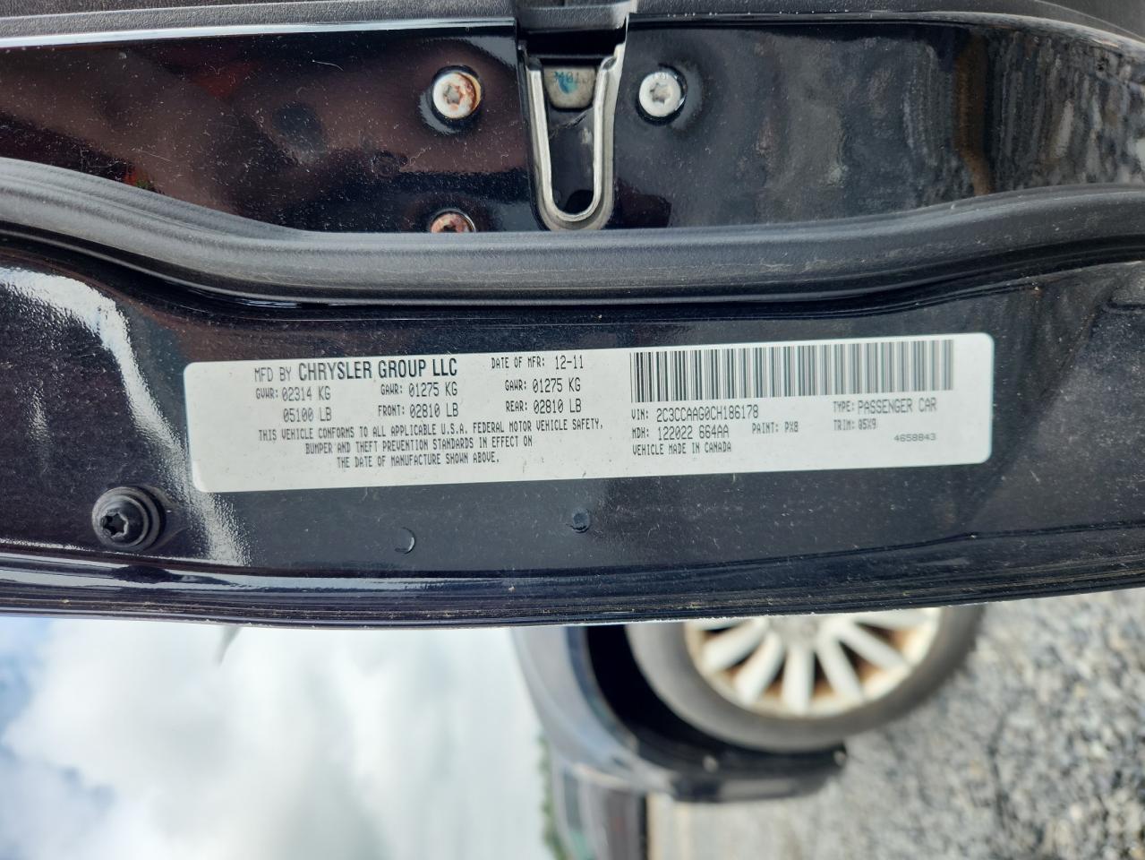 2012 Chrysler 300 VIN: 2C3CCAAG0CH186178 Lot: 64295465