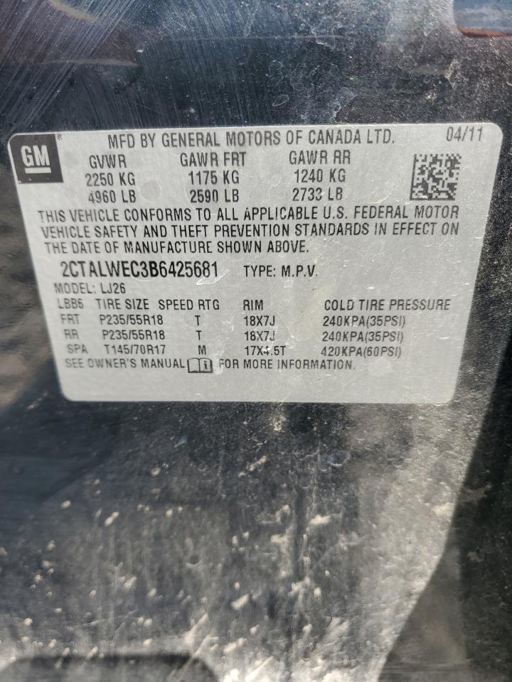2011 GMC Terrain Slt VIN: 2CTALWEC3B6425681 Lot: 64306065