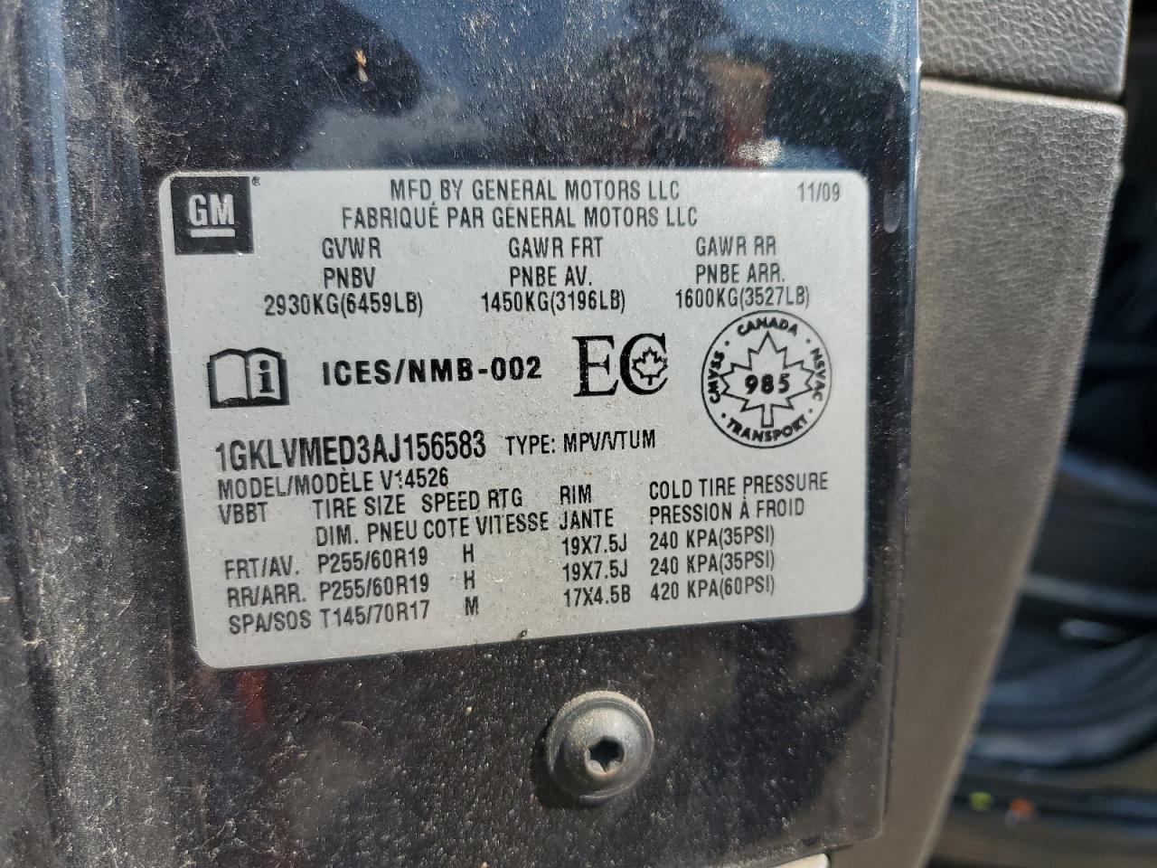 1gklvmed3aj156583 1GKLVMED3AJ156583 2010 GMC Acadia Slt-1
