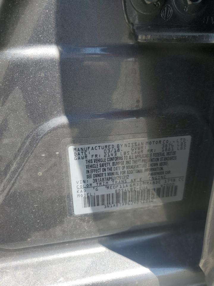 2018 Nissan Sentra S VIN: 3N1AB7AP6JY291312 Lot: 64955975