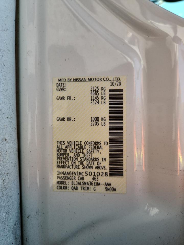 2021 Nissan Maxima Sr VIN: 1N4AA6EV1MC501028 Lot: 63734605